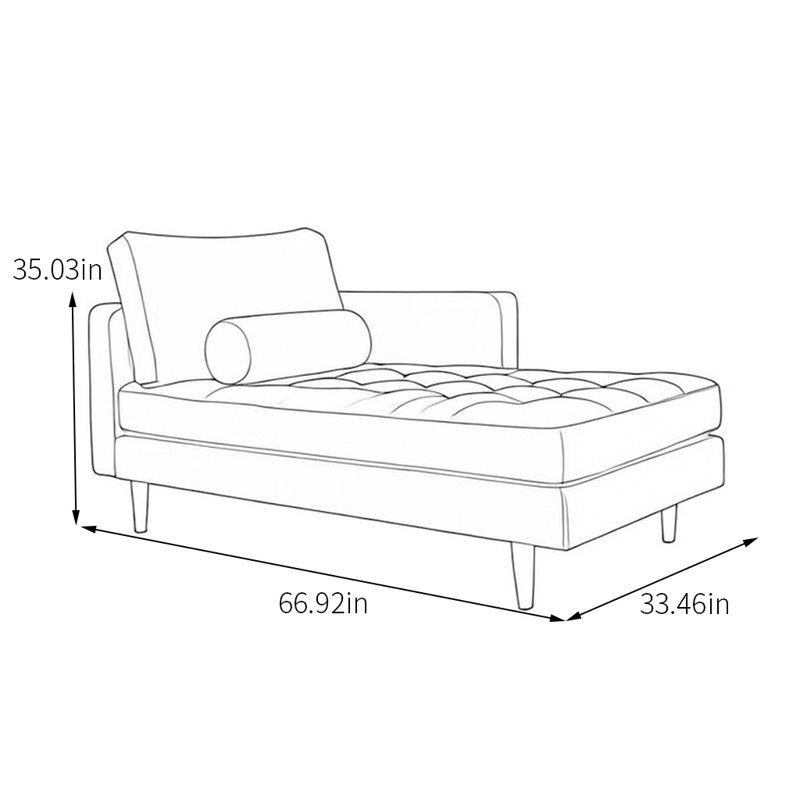 Velvet Chaise Longue with Solid Wood Legs, Left Hand Facing, Blue