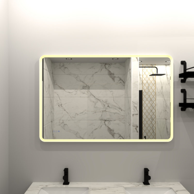 60 X 36 Bathroom Lighted Mirror With Fog - Superior Illumination And Smooth Texture Led Customizable Brightness Color Temperature Settings