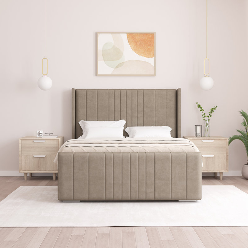 Denzel Upholstered Bed , Super King (6'), Coffee