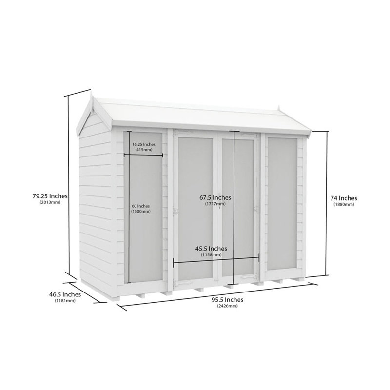 Apex Summer House (Full Height Window), 4ft x 8ft