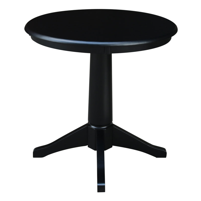 Imilia Solid Wood Pedestal Dining Table, Black, 29.9" H x 30" L x 30" W