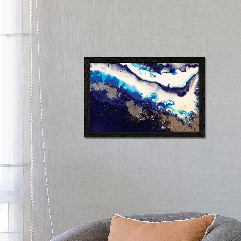Sydney Harbour Ice Flow by Antuanelle - Floater Frame Painting on Canvas, 101.6 cm H x 66.04 cm W, Black Framed