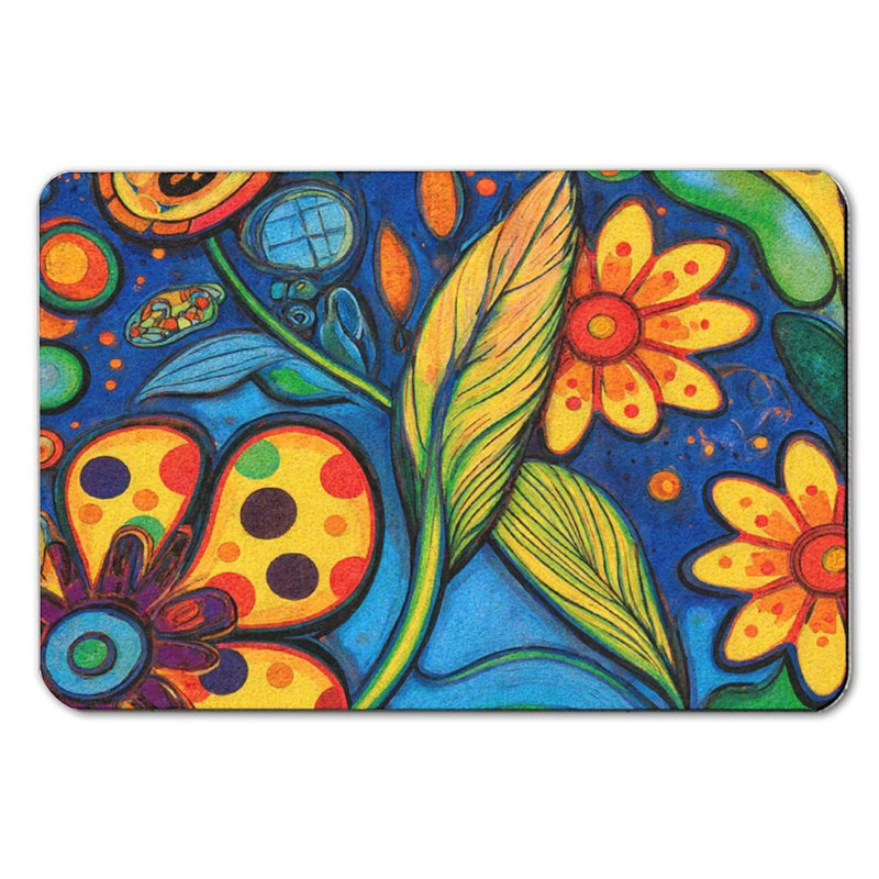 Tapis de bain multicolore à motif floral 36 x 24