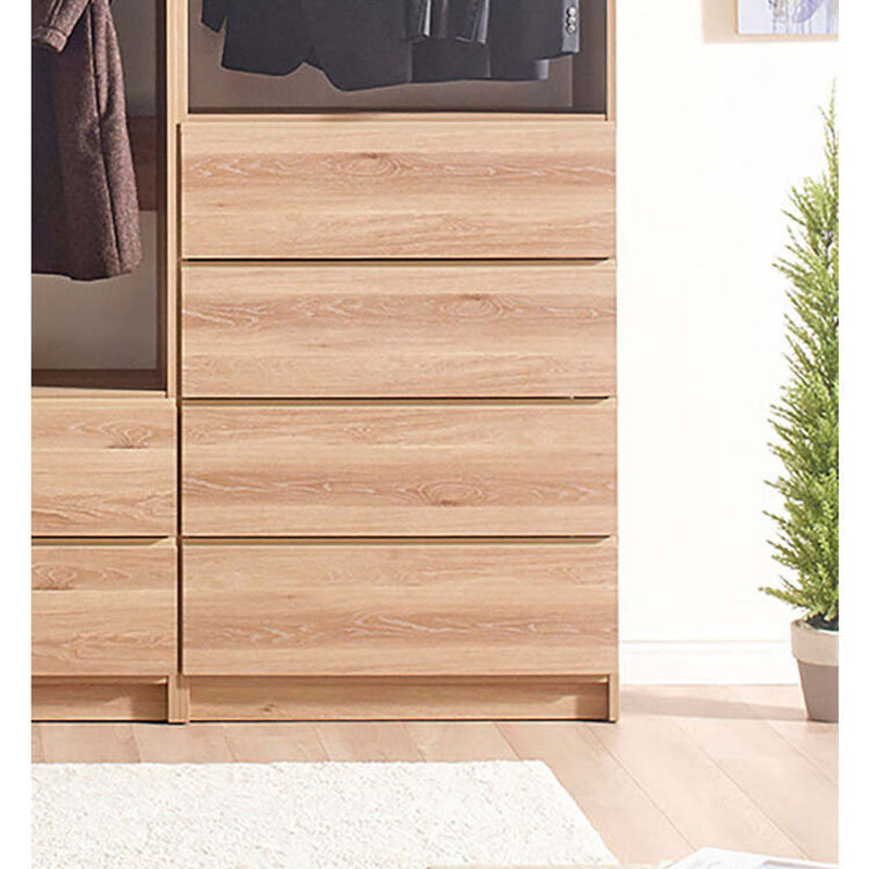  Oak Freestanding Walk in Wood Closet System for Warm and Functional Closet Room Design