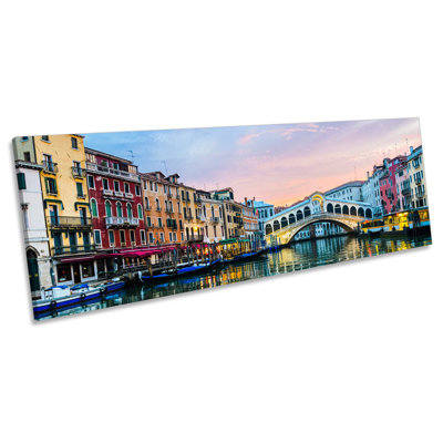 Rialto Bridge Venice Italy by Unknow - Wrapped Canvas Panoramic Print