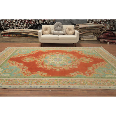 Orange Wool Medallion Traditional Area Rug 10x13
