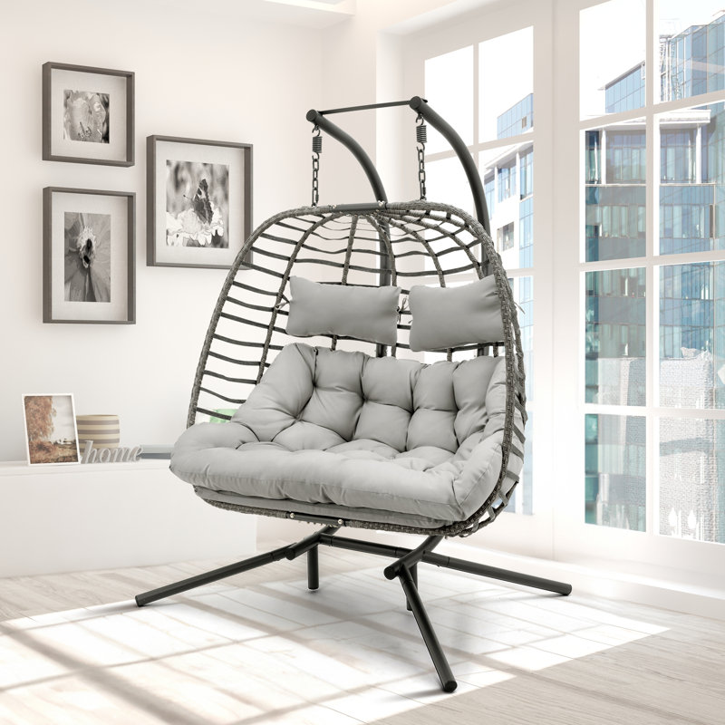 Balancelle double avec support Burhans, Gris