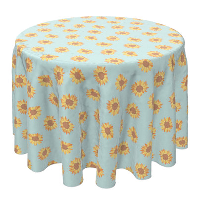 Round Floral Cotton Twill Tablecloth