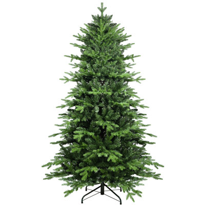 Arbre de Noël 7,5 pi, 2856 pointes, apparence complète, conception à charnières, support en métal durable et apparence festive, structure, support stable