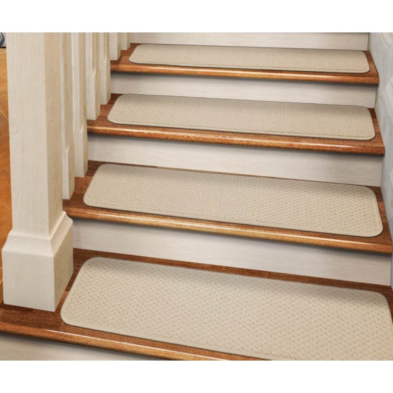 Aneris Non-Slip Stair Tread, Rectangle 1'11" x 0'8", Ivory