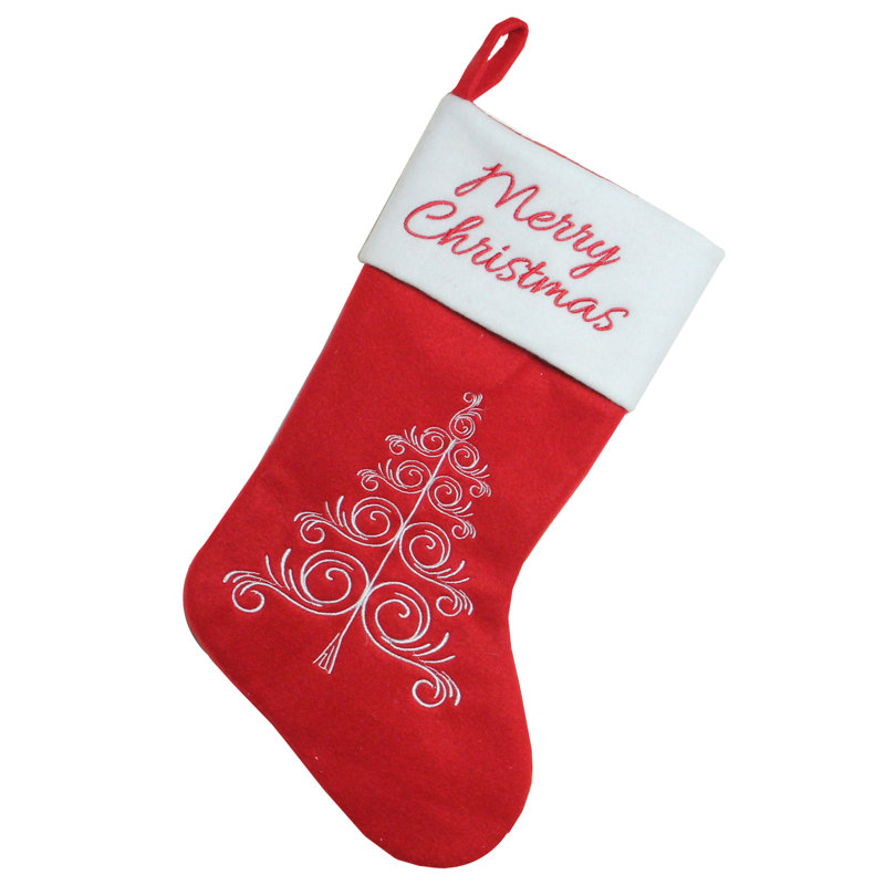 Chaussette de Noël 15,75 "rouge et blanche avec manchette