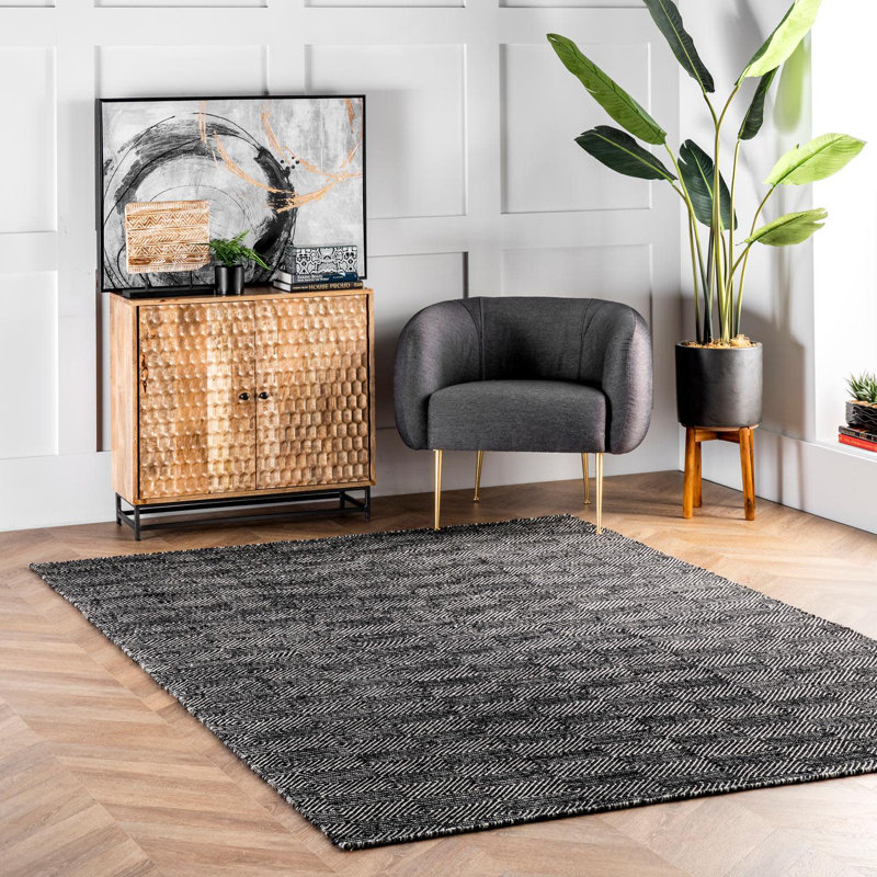 Geometric Wool Hand Woven Area Rug, Rectangle 152 x 244cm