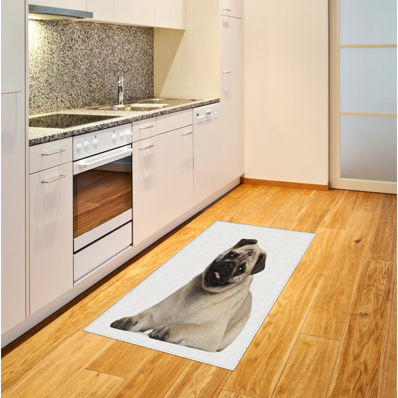 Tapis décoratif à longs fils en fibre de polyester à haute densité Pug, Rectangle— 4 pi x 5 pi 8 po