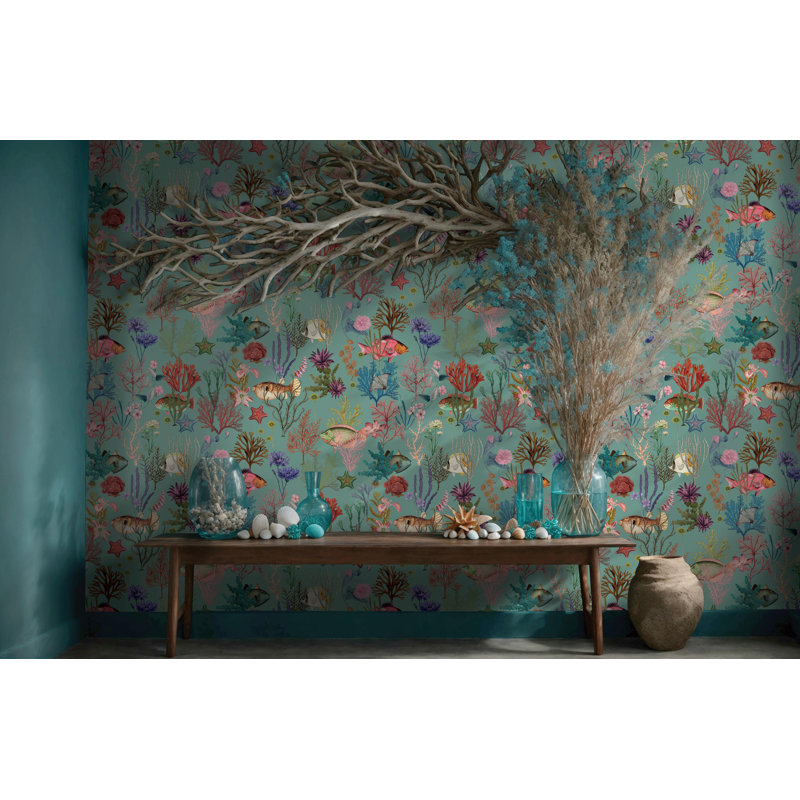 Rouleau de papier peint texturé L 33 pi x l 21 po Botanical, Bleu