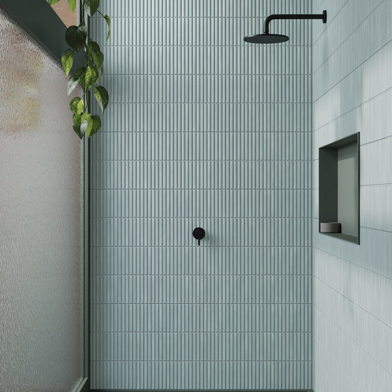 Carreau mural en porcelaine 12 po x 24 po x 9 mm en porcelaine Lingot espagnol (5 pièces, 10,76 pieds carrés), Turquoise
