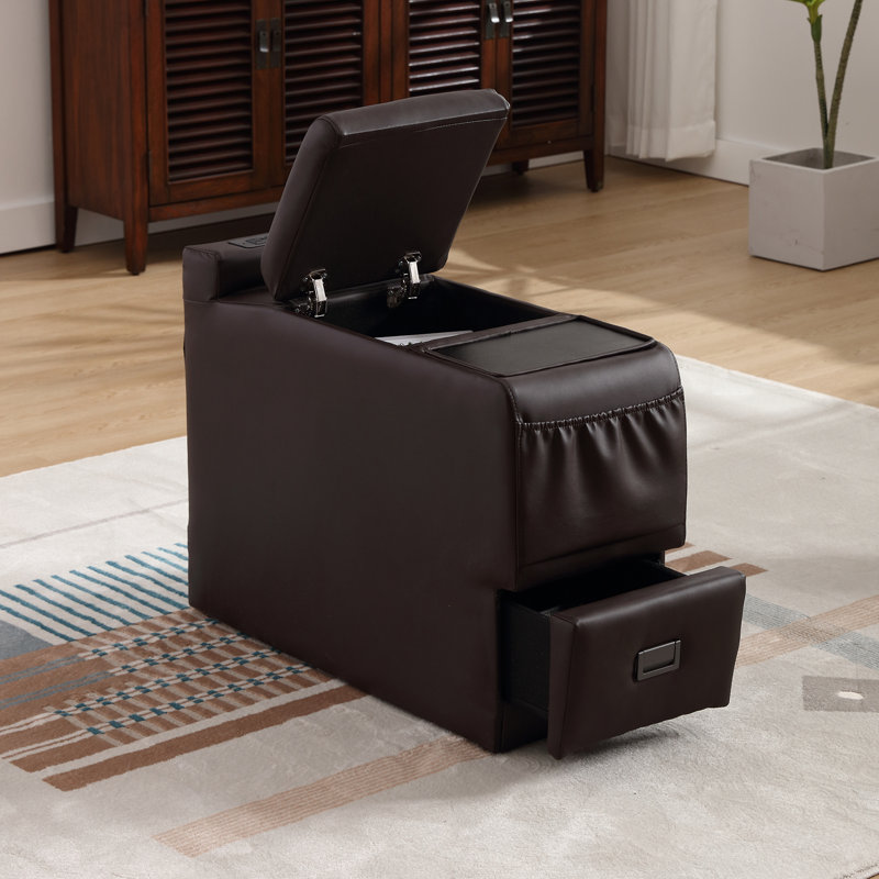 End Table with Storage and Built-In Outlets, Brown