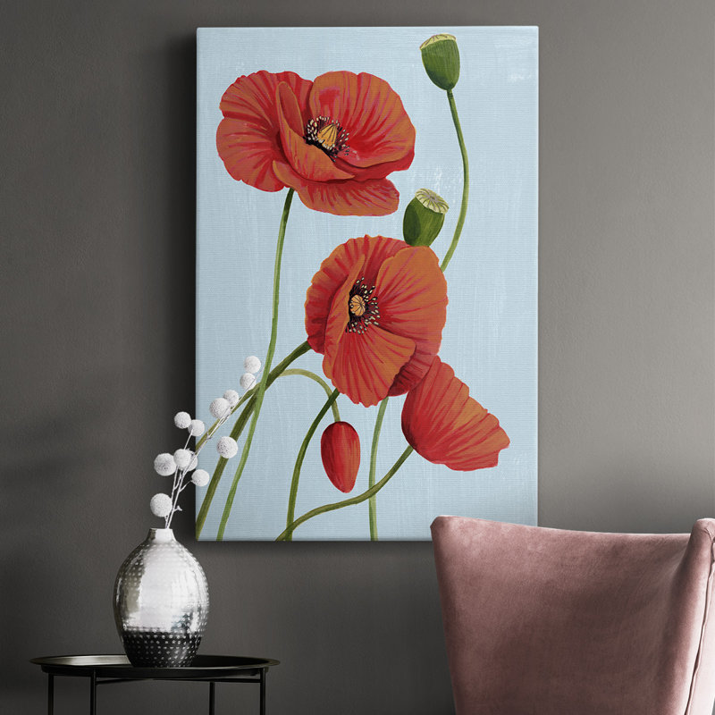 «Poppy Topple I», peinture sur toile tendue, H 18 po x l 12 po x P 1,5 po