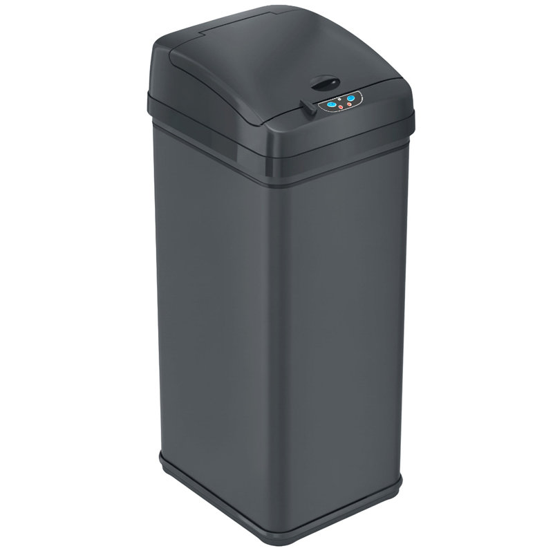 Deodorizer Automatic Touchless Stainless Steel 13 Gallon Motion Sensor Trash Can Matte Gray, Matte Gray