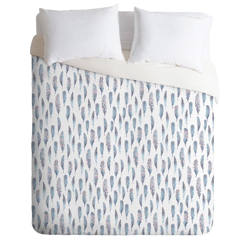 Iveta Abolina Polyester Duvet Cover, King Duvet Cover + 2 Shams, White/Blue