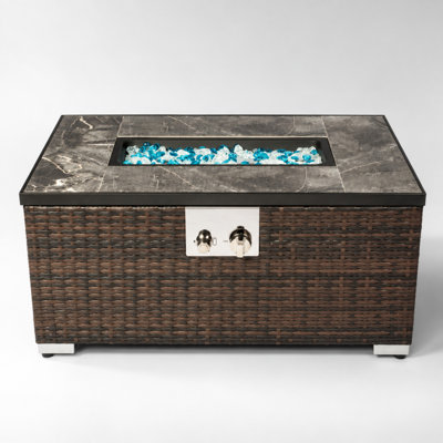 32" 50,000 BTU Propane Fire Pit Table with Lid and Protective Cover