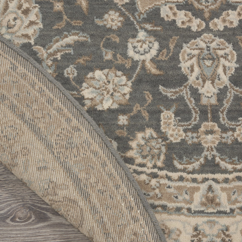 Tapis gris traditionnel Jessika, Rond 5 pi 10 po