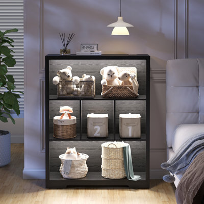 31.5" W Cube Bookcase With Tri-Color Sensor Light, Open Display Shelf