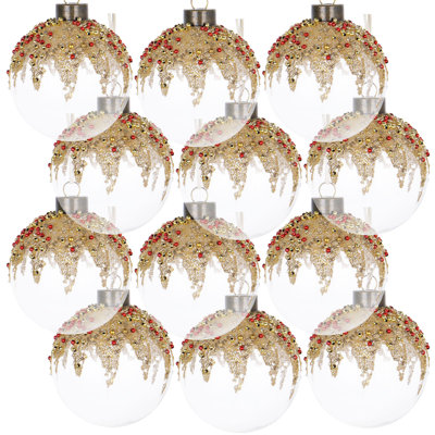 D3" Christmas Ball Ornaments, Glass Decorative Hanging Ball Christmas Tree Ornaments For Holiday Party Decorations, Set Of 12