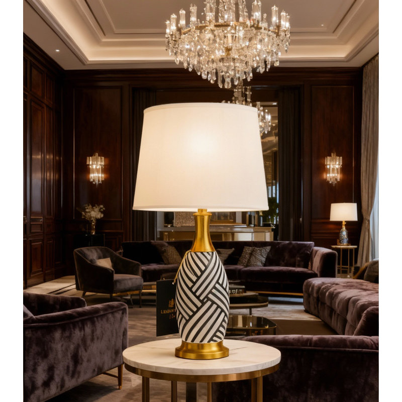 Aurelia Deco: Geometric Ceramic Table Lamp