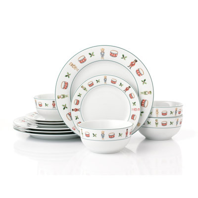 Waterside 12pc Nutcracker Christmas Porcelain Dinner Set