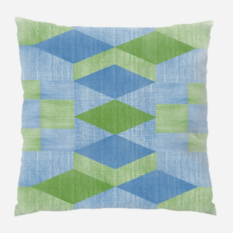 Denim Geometric Microsuede Reversible Throw Pillow