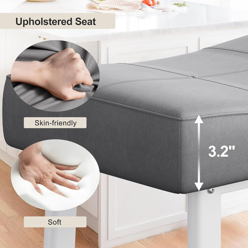 Ensemble de 4 tabourets de bar rembourrés à hauteur de comptoir de 4 po avec surface arrondie, Grey