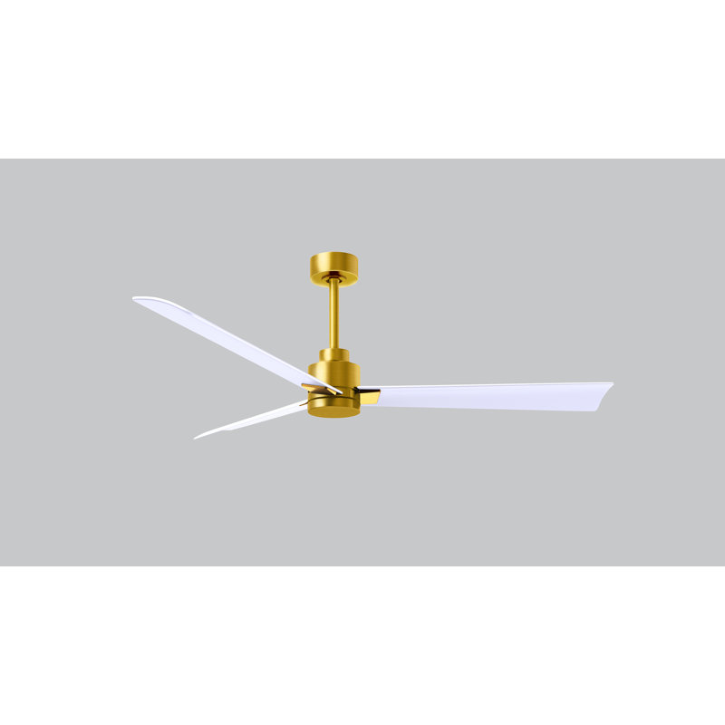 Ventilateur de plafond Alessandra, Blanc mat, Laiton brossé