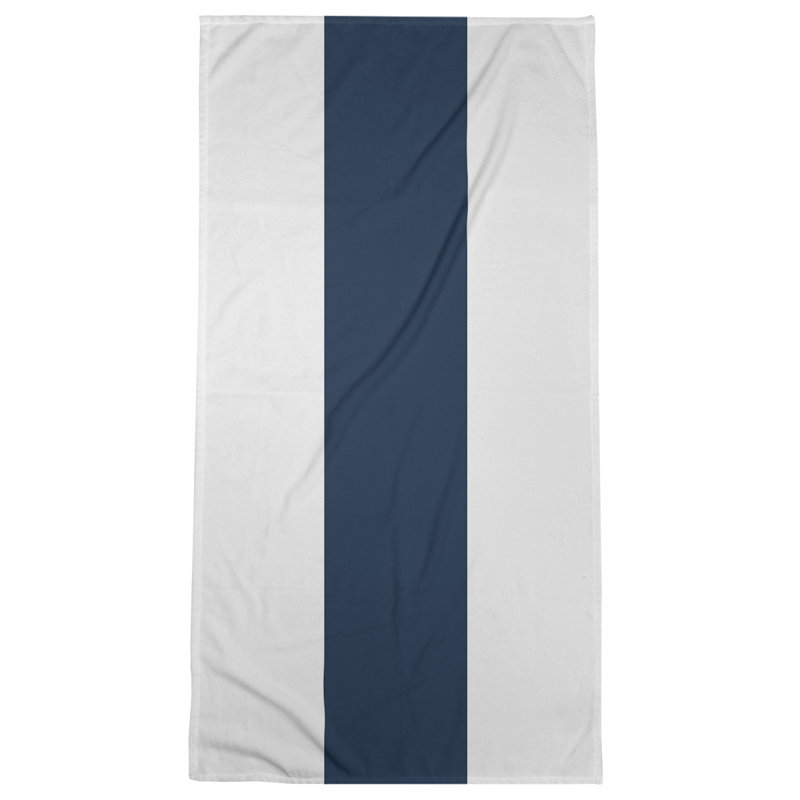 Cotton Blend Beach Towel, Gray/Navy Blue