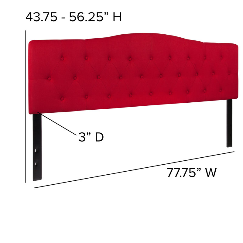 Tête de lit tapissier arquée capitonnée à boutons Ciriaca, Très grand, Rouge