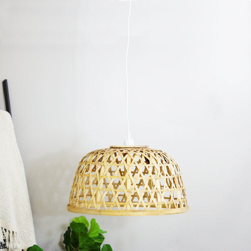 Luminaire de panier en osier, H 19,75 po x l 19,75 po x P 15 po, Marron