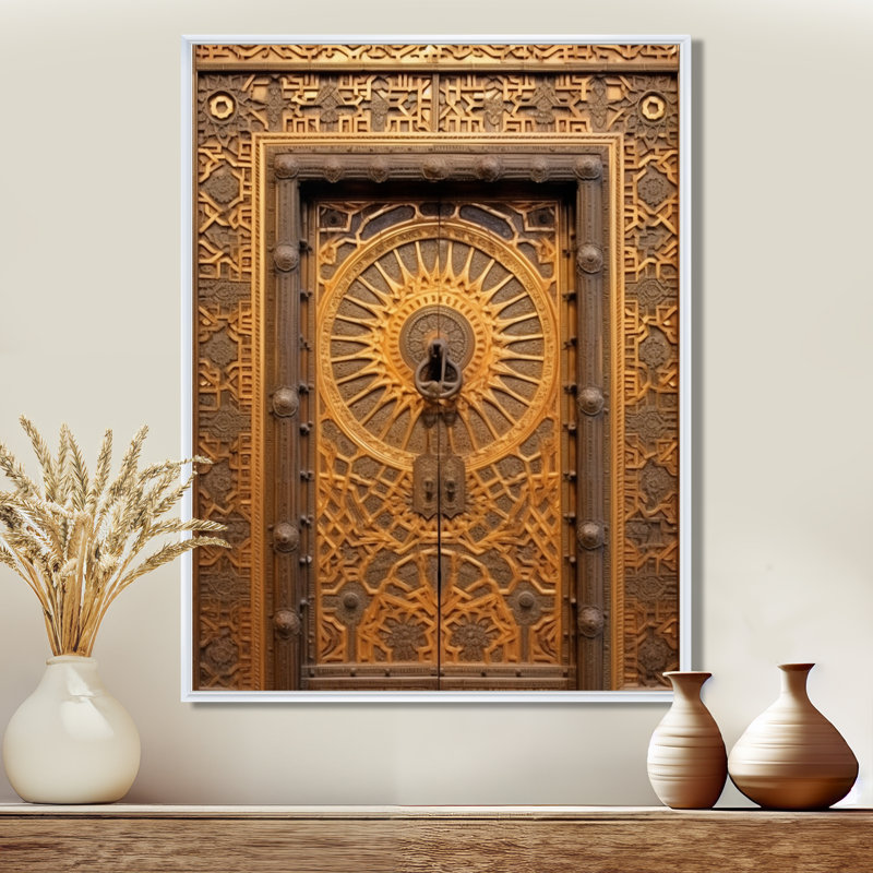 «Old Carved Wooden Door X - Farm Door», reproduction d'art sur toile encadrée, H 20 po x l 12 po x P 1 po