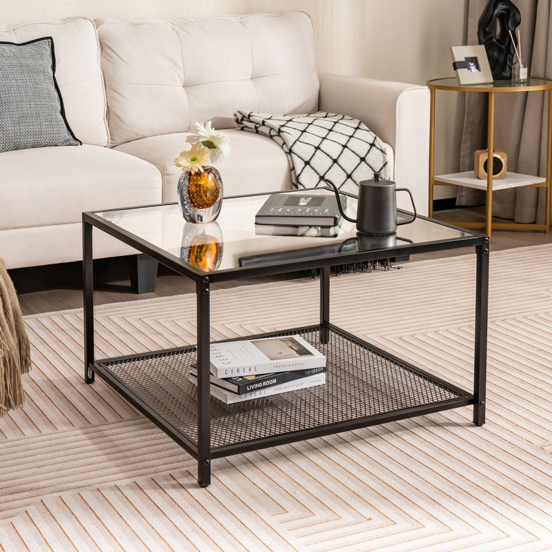 Rupinder Coffee Table with Storage, Clear