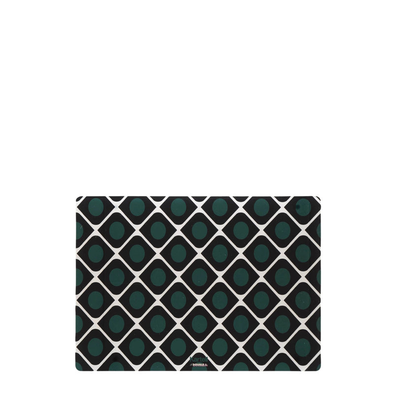 Olive and Black Geometric Hard Plastic Table Mats, Set of 4