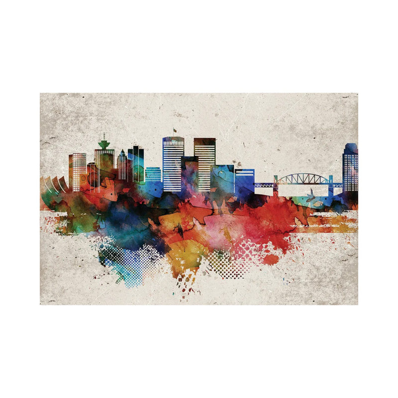 Vancouver Abstract Skyline by WallDecorAddict - Wrapped Canvas Print, 20.32 cm H x 30.48 cm W