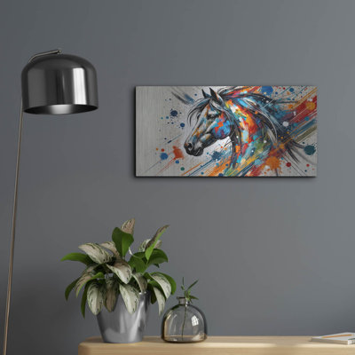  'Horse Paint Splashes' by Rey Klimt Metal Wall Art