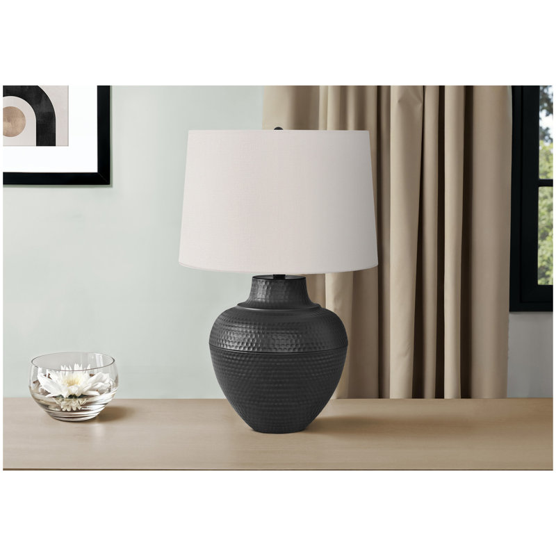 Lighting, 26"h, Table Lamp, Black Metal, Ivory / Cream Shade, Transitional