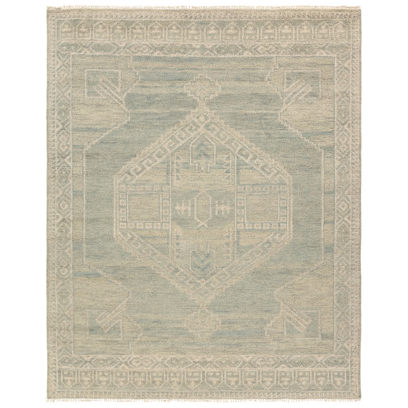 Jaipur Living Sarosh SEV08 Handknotted Medallion Green and Cream Area Rug (8'x10'), Rectangle 12' x 15'