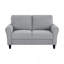 Causeuse moderne en tissu texturé gris foncé avec accoudoirs arrondis et coussins attachés-1225697656