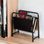 Porte-revues moderne en métal et similicuir - Organisateur minimaliste noir et brun pour décor industriel-1244807717