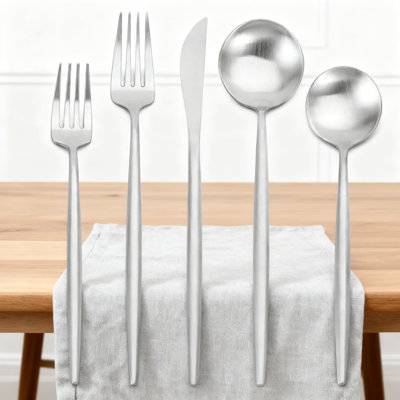 40-Piece Satin-Finish Stainless Steel Flatware Set, Service For 8, Dishwasher Safe