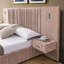 Upholstered Bed Frame With Chenille Fabric With Pleated Design,Grounded Platform Bed With Headboard And Solid Frame And The Bedside Table.No Box Spring Needed-2125638589-2125638586