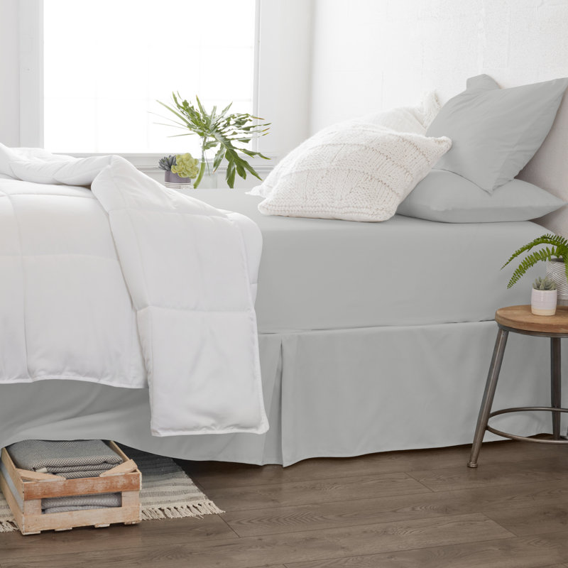 Sateen Double Brushed Microfiber Sheet Set, Harbor Gray, Twin Sheet Set + Fitted Sheet + 1 Pillowcase