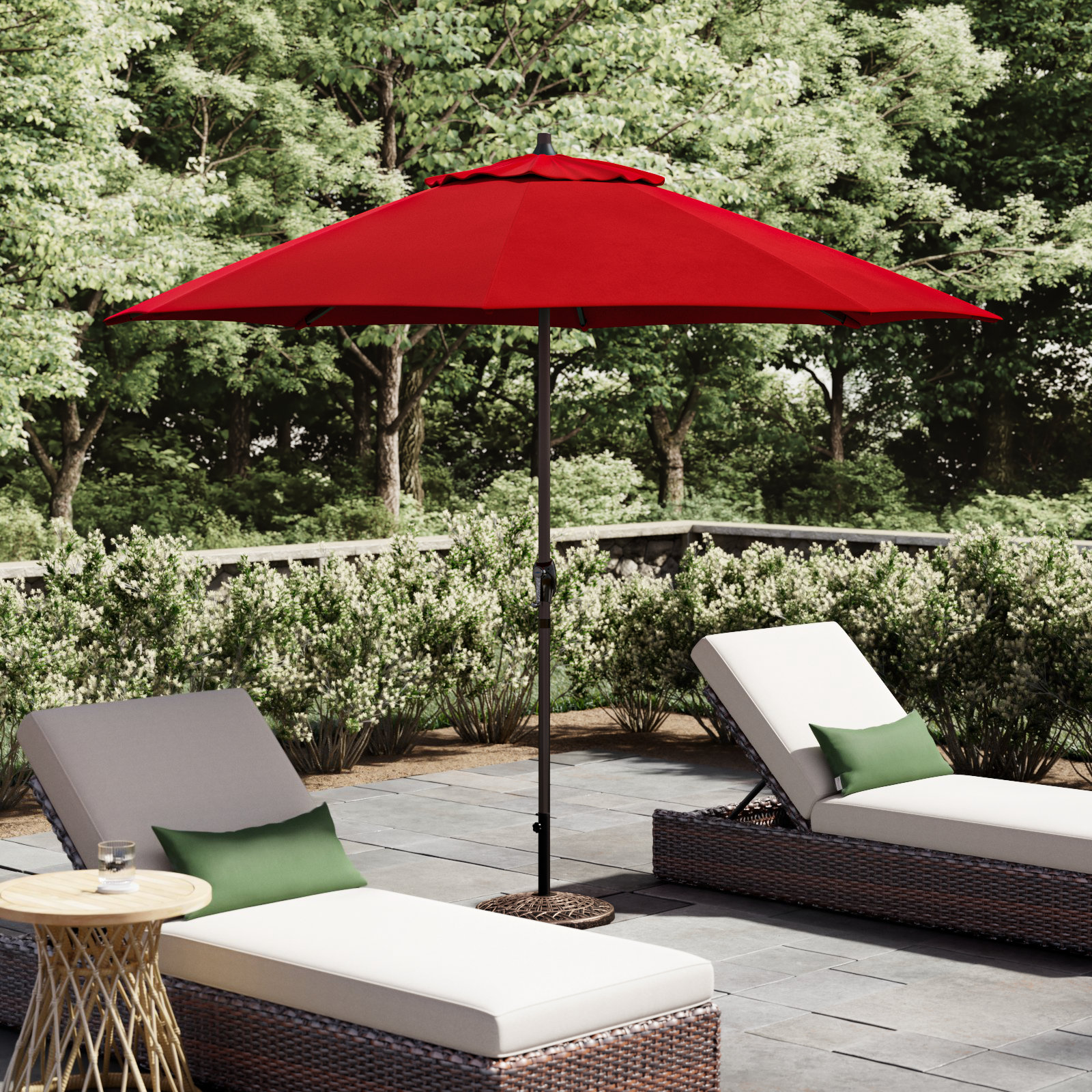 9' Market Sunbrella Umbrella, Canvas Jockey Red Sunbrella® Canvas