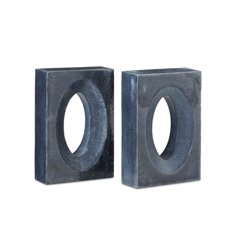 Demi 2-Piece Decorative Bookends, Black