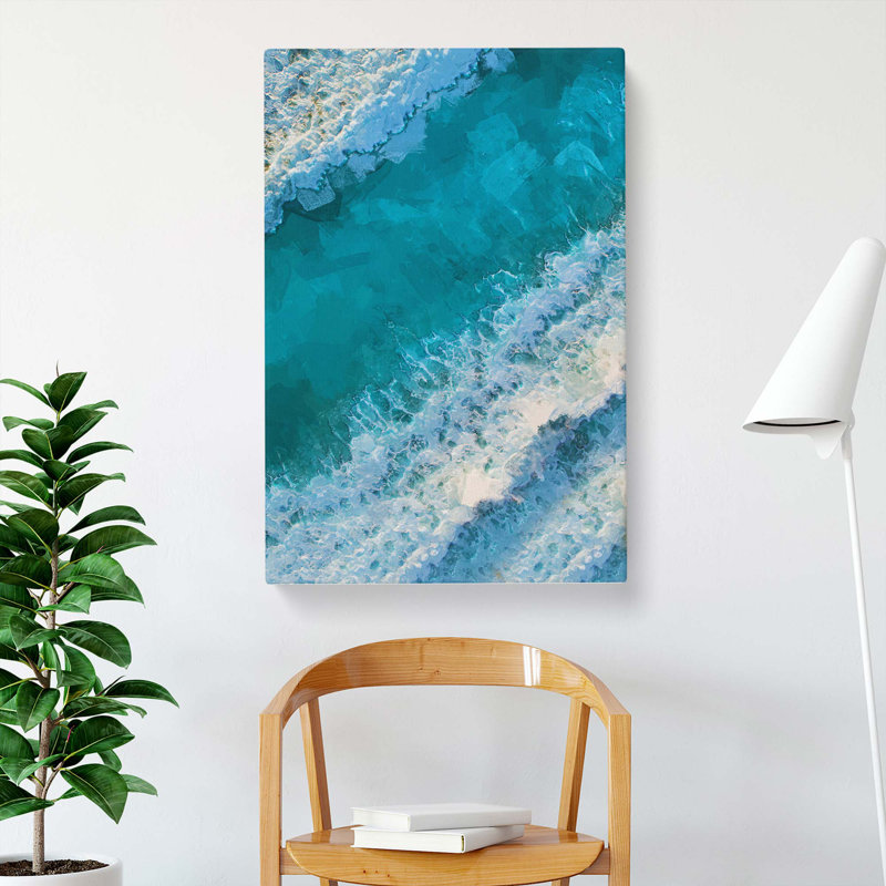 Aerial Beach View Of The Maldives In Abstract - Wrapped Canvas Print, 60cm H x 40cm W x 3cm D